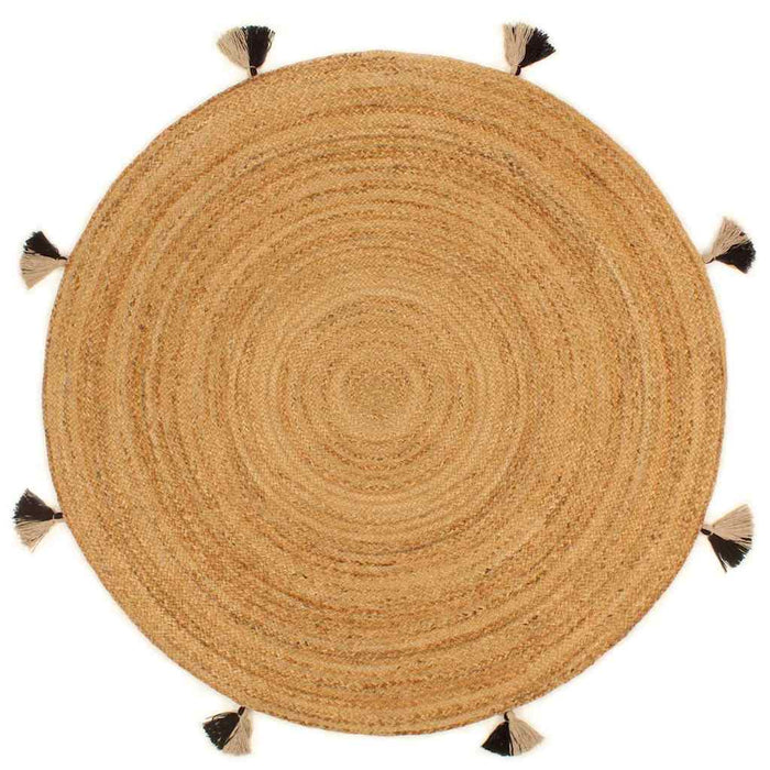 Covor împletit cu ciucuri, 150 cm, iută, rotund WALTI