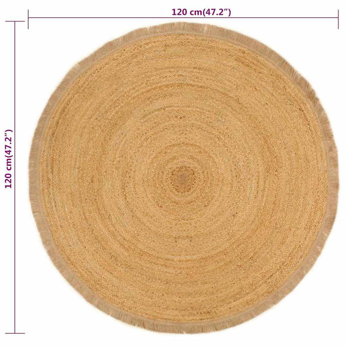 Covor împletit cu margine tip volan, 120 cm, iută, rotund WALTI
