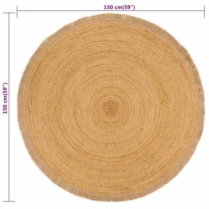 Covor împletit cu margine tip volan, 150 cm, iută, rotund WALTI