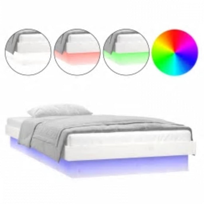 Cadru de pat cu LED, alb, 90x200 cm, lemn masiv - WALTI WALTI