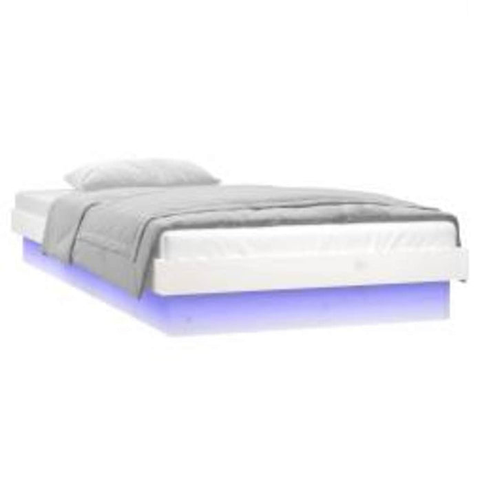 Cadru de pat cu LED, alb, 90x200 cm, lemn masiv - WALTI WALTI