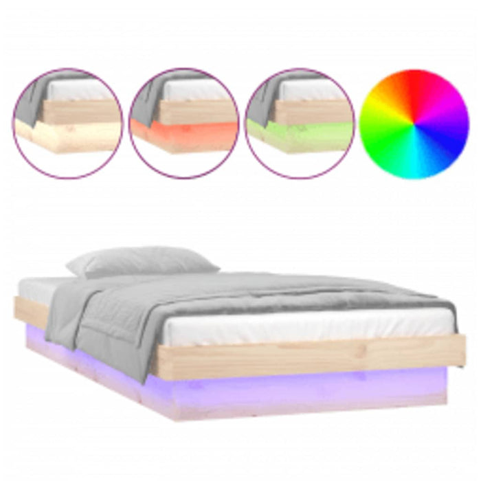 Cadru de pat cu LED, 100x200 cm, lemn masiv - WALTI WALTI