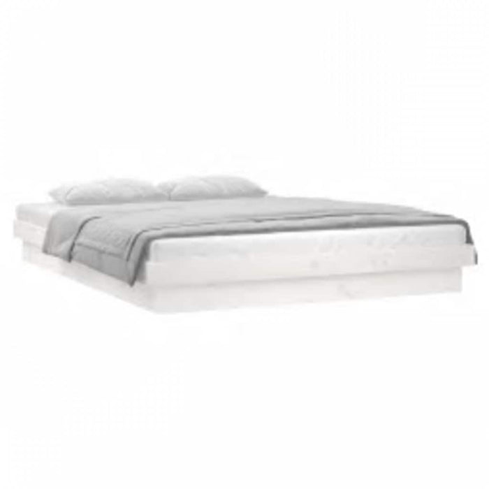 Cadru de pat cu LED, alb, 140x200 cm, lemn masiv - WALTI WALTI