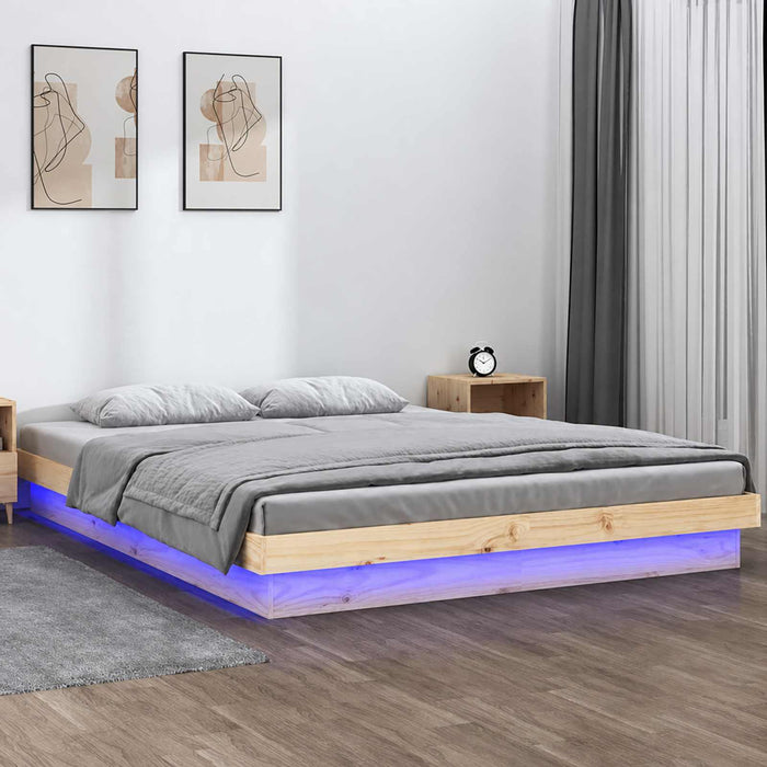 Cadru de pat cu LED, 160x200 cm, lemn masiv - WALTI WALTI