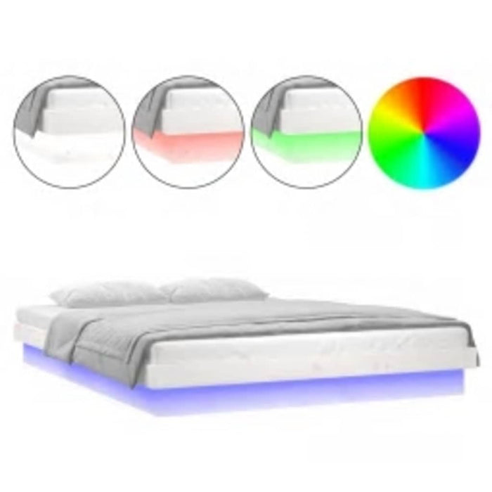 Cadru de pat cu LED, alb, 160x200 cm, lemn masiv - WALTI WALTI