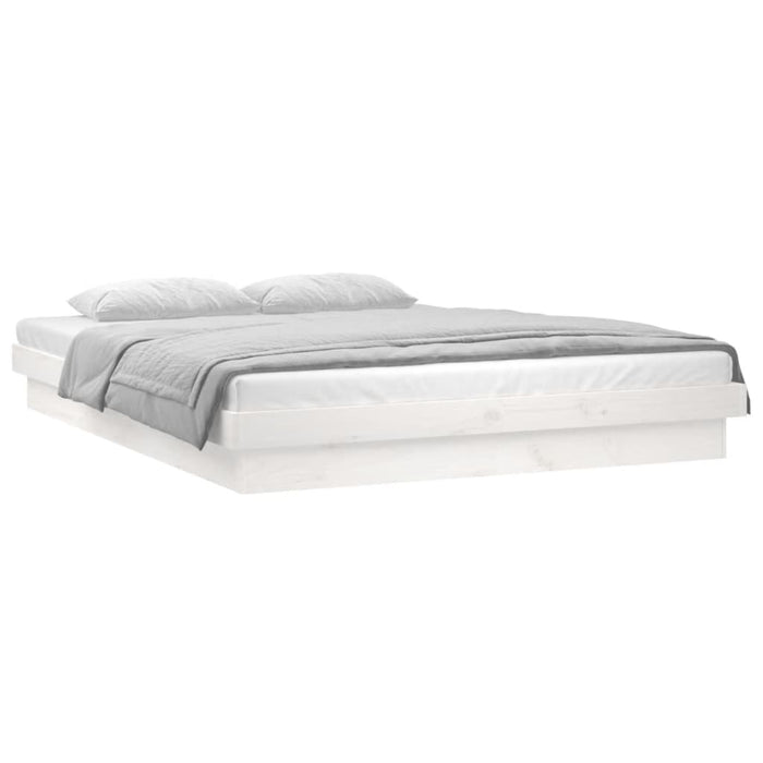 Cadru de pat LED Super King Size, alb, 180x200 cm, lemn masiv - WALTI WALTI
