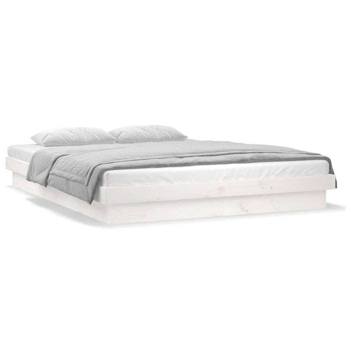 Cadru de pat LED Super King Size, alb, 180x200 cm, lemn masiv - WALTI WALTI