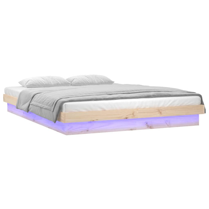 Cadru de pat cu LED, 200x200 cm, lemn masiv - WALTI WALTI