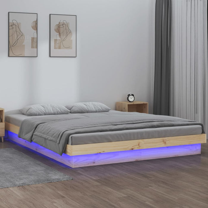 Cadru de pat cu LED, 200x200 cm, lemn masiv - WALTI WALTI