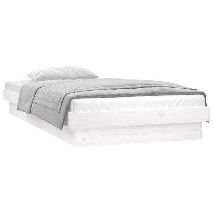 Cadru de pat cu LED mic single, alb, 75x190 cm, lemn masiv - WALTI WALTI