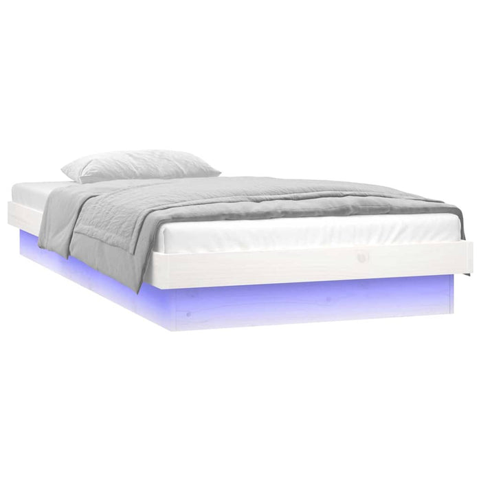 Cadru de pat cu LED mic single, alb, 75x190 cm, lemn masiv - WALTI WALTI