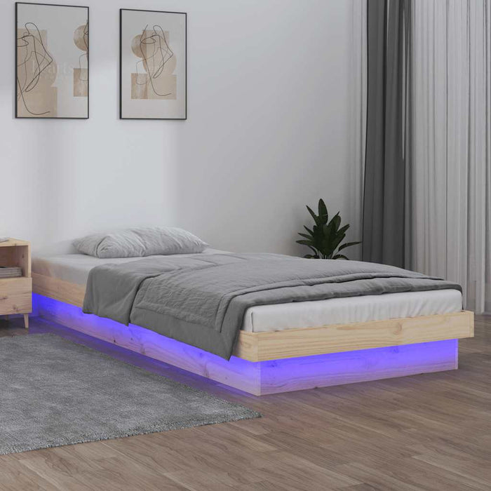 Cadru de pat cu LED, Single, 90x190 cm, lemn masiv - WALTI WALTI