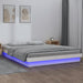 Cadru de pat cu LED mic dublu, alb, 120x190 cm, lemn masiv - WALTI WALTI