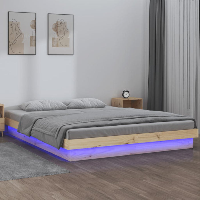 Cadru de pat dublu cu LED, 135x190 cm, lemn masiv dublu - WALTI WALTI
