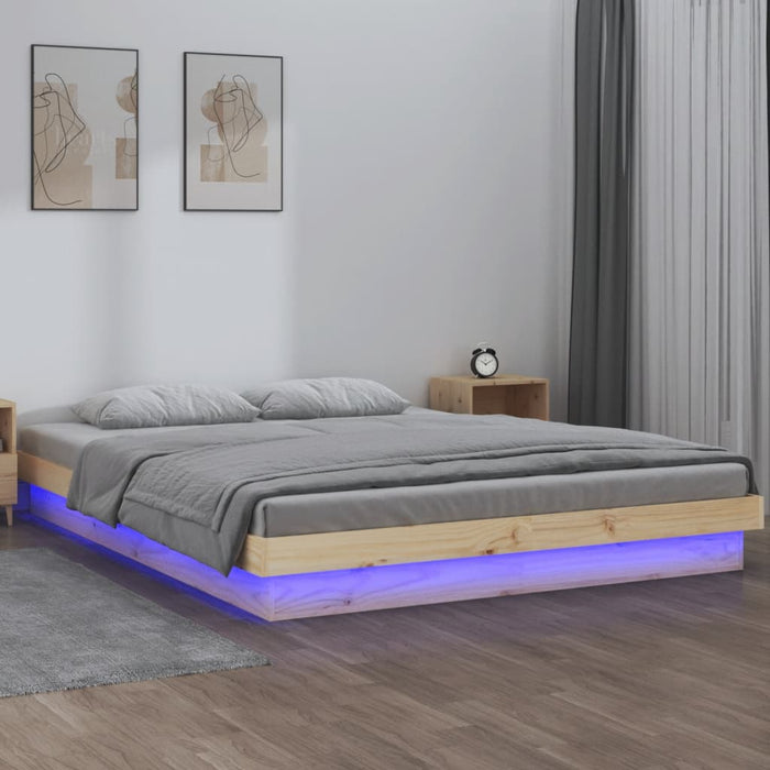 Cadru de pat cu LED, 140x190 cm, lemn masiv - WALTI WALTI