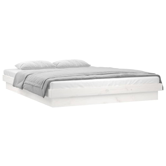 Cadru de pat cu LED, alb, 140x190 cm, lemn masiv - WALTI WALTI