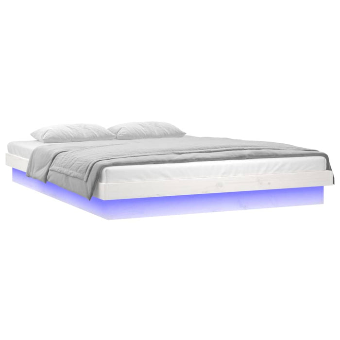 Cadru de pat cu LED, alb, 140x190 cm, lemn masiv - WALTI WALTI