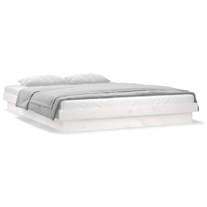 Cadru de pat cu LED, alb, 140x190 cm, lemn masiv - WALTI WALTI