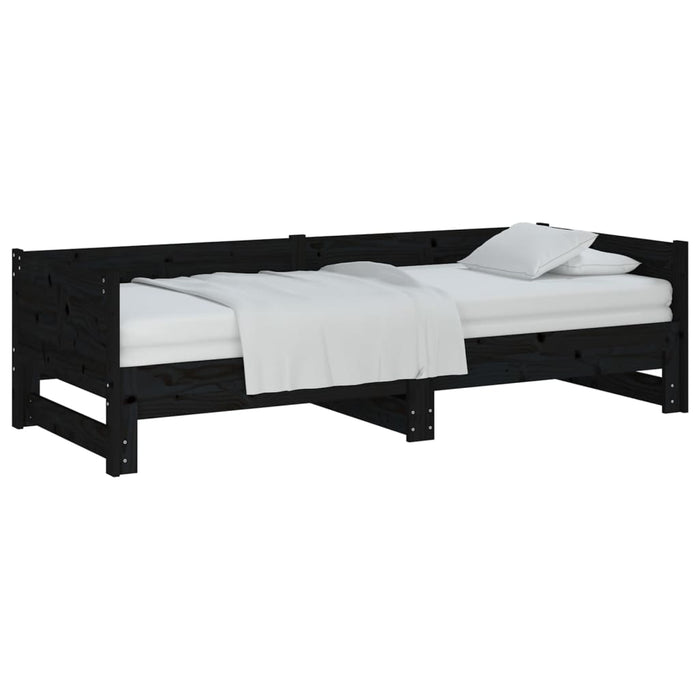 Pat extensibil de zi, negru, 2x(90x200) cm, lemn masiv pin - WALTI WALTI
