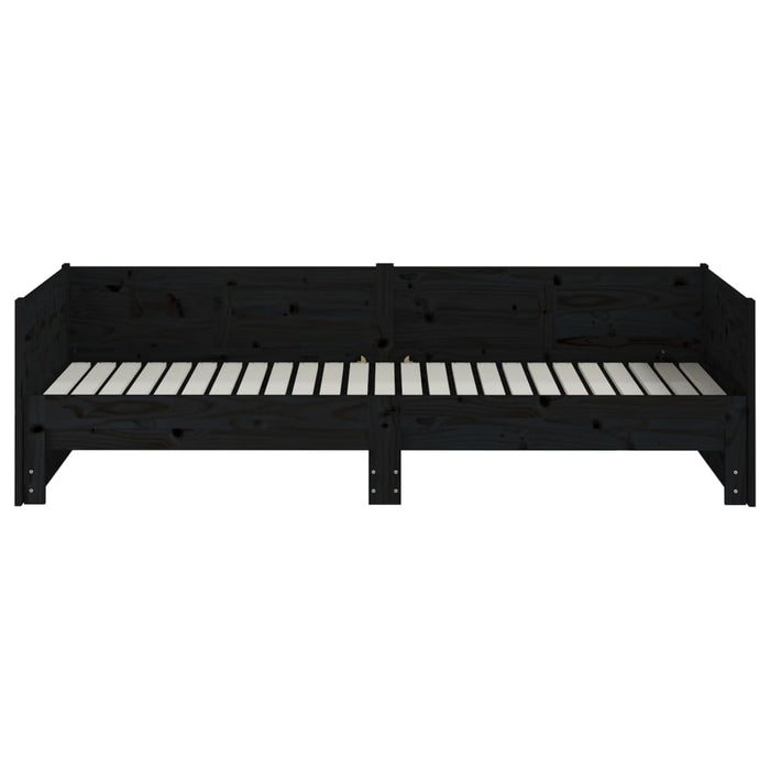 Pat extensibil de zi, negru, 2x(90x200) cm, lemn masiv pin - WALTI WALTI