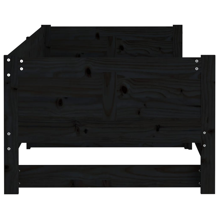 Pat extensibil de zi, negru, 2x(90x200) cm, lemn masiv pin - WALTI WALTI