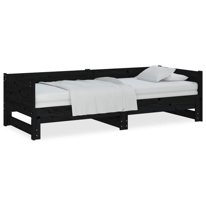Pat extensibil de zi, negru, 2x(90x190) cm, lemn masiv pin - WALTI WALTI