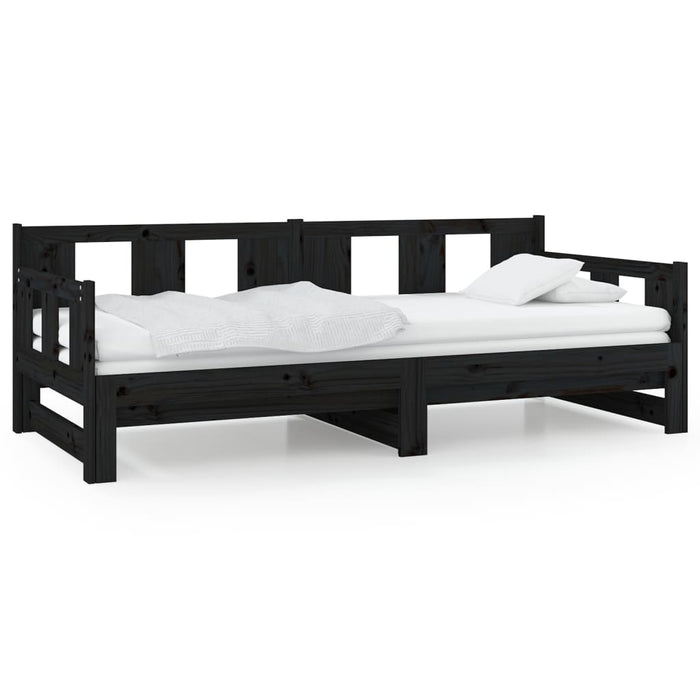 Pat extensibil de zi, negru, 2x(90x190) cm, lemn masiv pin - WALTI WALTI