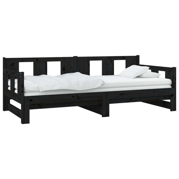 Pat extensibil de zi, negru, 2x(90x190) cm, lemn masiv pin - WALTI WALTI
