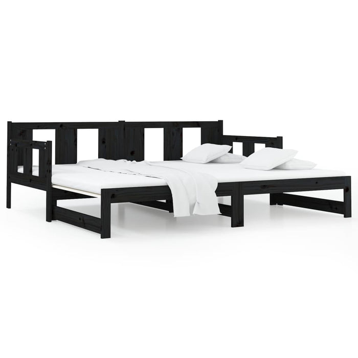 Pat extensibil de zi, negru, 2x(90x190) cm, lemn masiv pin - WALTI WALTI