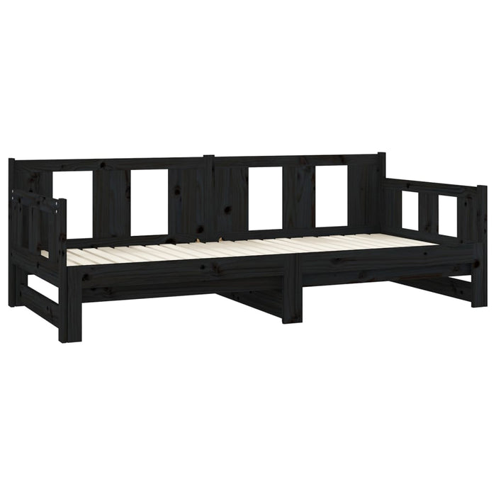 Pat extensibil de zi, negru, 2x(90x190) cm, lemn masiv pin - WALTI WALTI