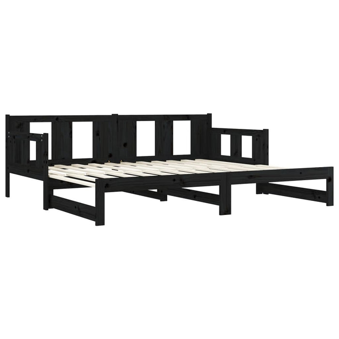 Pat extensibil de zi, negru, 2x(90x190) cm, lemn masiv pin - WALTI WALTI