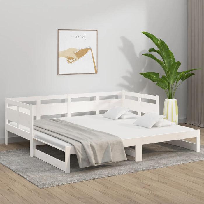 Pat de zi extensibil, alb, 2x(80x200) cm, lemn masiv de pin - WALTI WALTI