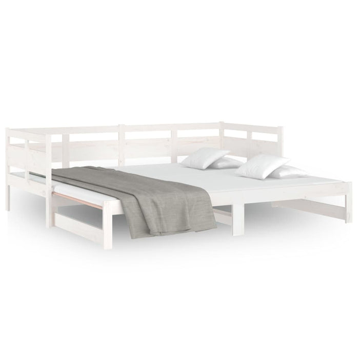 Pat de zi extensibil, alb, 2x(80x200) cm, lemn masiv de pin - WALTI WALTI