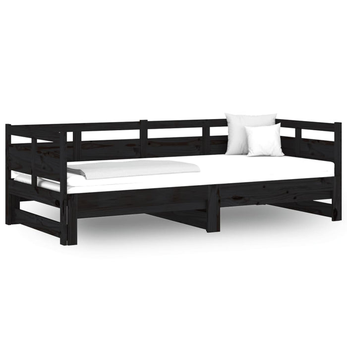 Pat de zi extensibil, negru, 2x(80x200) cm, lemn masiv de pin - WALTI WALTI