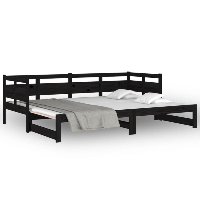 Pat de zi extensibil, negru, 2x(80x200) cm, lemn masiv de pin - WALTI WALTI
