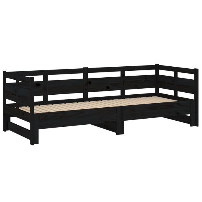 Pat de zi extensibil, negru, 2x(80x200) cm, lemn masiv de pin - WALTI WALTI
