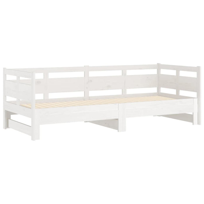 Pat de zi extensibil, alb, 2x(90x190) cm, lemn masiv de pin - WALTI WALTI