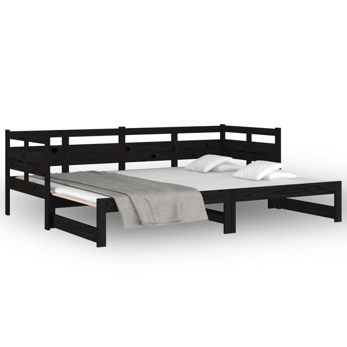 Pat de zi extensibil, negru, 2x(90x190) cm, lemn masiv de pin - WALTI WALTI