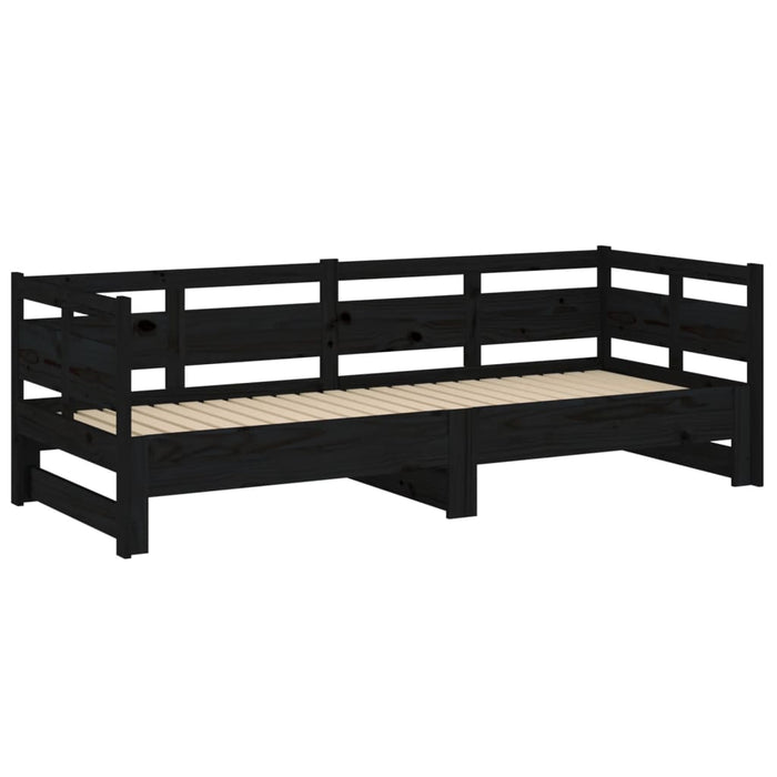 Pat de zi extensibil, negru, 2x(90x190) cm, lemn masiv de pin - WALTI WALTI