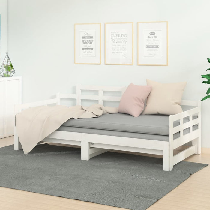 Pat extensibil de zi, alb, 2x(90x200) cm, lemn masiv de pin - WALTI WALTI