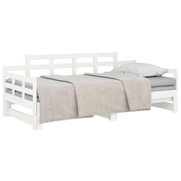 Pat extensibil de zi, alb, 2x(90x190) cm, lemn masiv de pin - WALTI WALTI