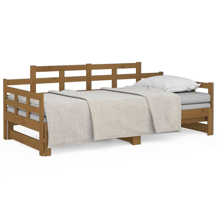 Pat extensibil de zi, maro miere, 2x(90x190) cm, lemn masiv pin - WALTI WALTI