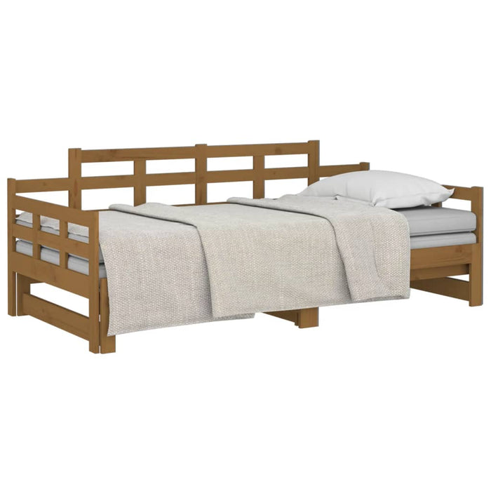 Pat extensibil de zi, maro miere, 2x(90x190) cm, lemn masiv pin - WALTI WALTI