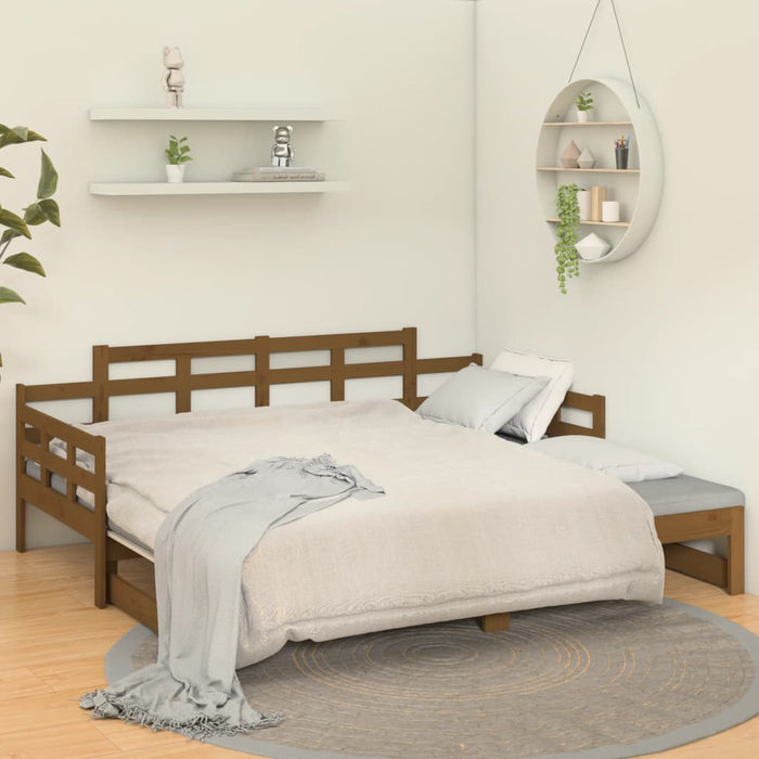 Pat extensibil de zi, maro miere, 2x(90x190) cm, lemn masiv pin - WALTI WALTI