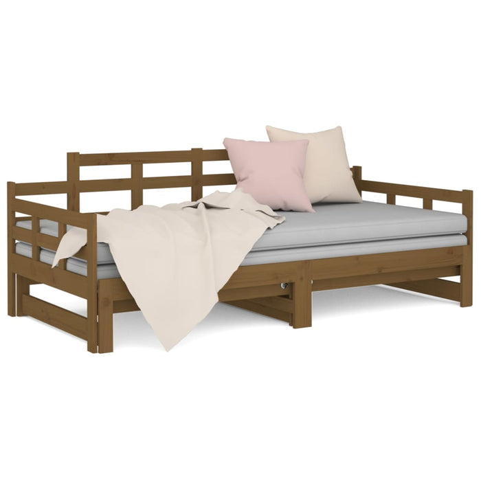 Pat extensibil de zi, maro miere, 2x(90x190) cm, lemn masiv pin - WALTI WALTI