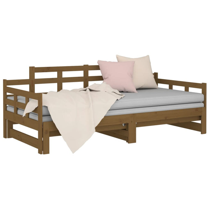 Pat extensibil de zi, maro miere, 2x(90x190) cm, lemn masiv pin - WALTI WALTI