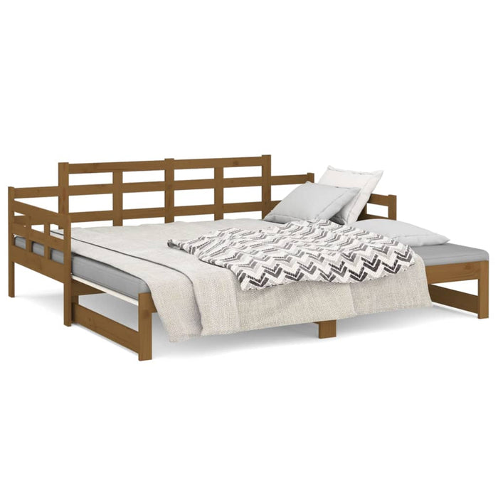 Pat extensibil de zi, maro miere, 2x(90x190) cm, lemn masiv pin - WALTI WALTI