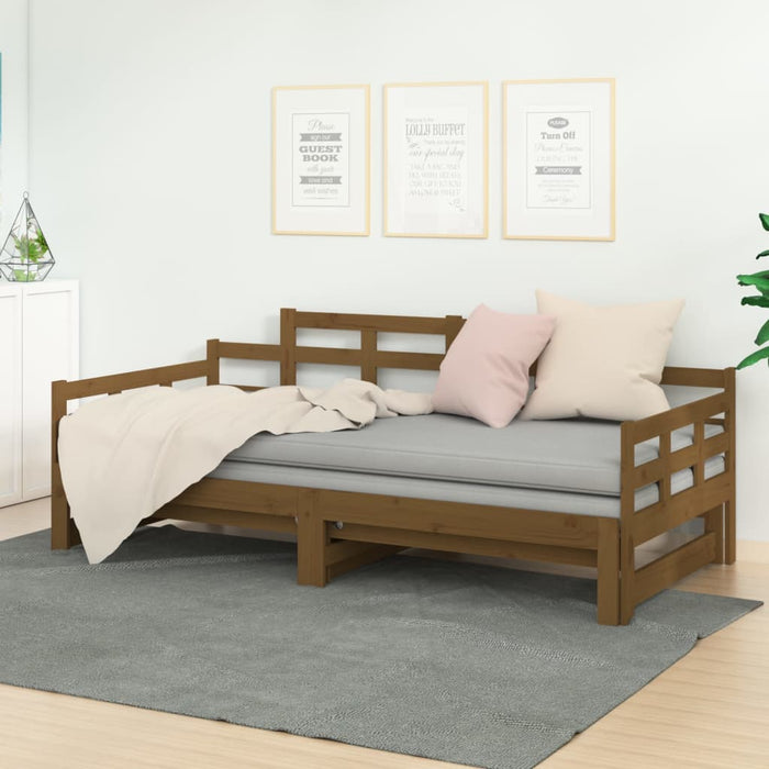 Pat extensibil de zi, maro miere, 2x(90x190) cm, lemn masiv pin - WALTI WALTI