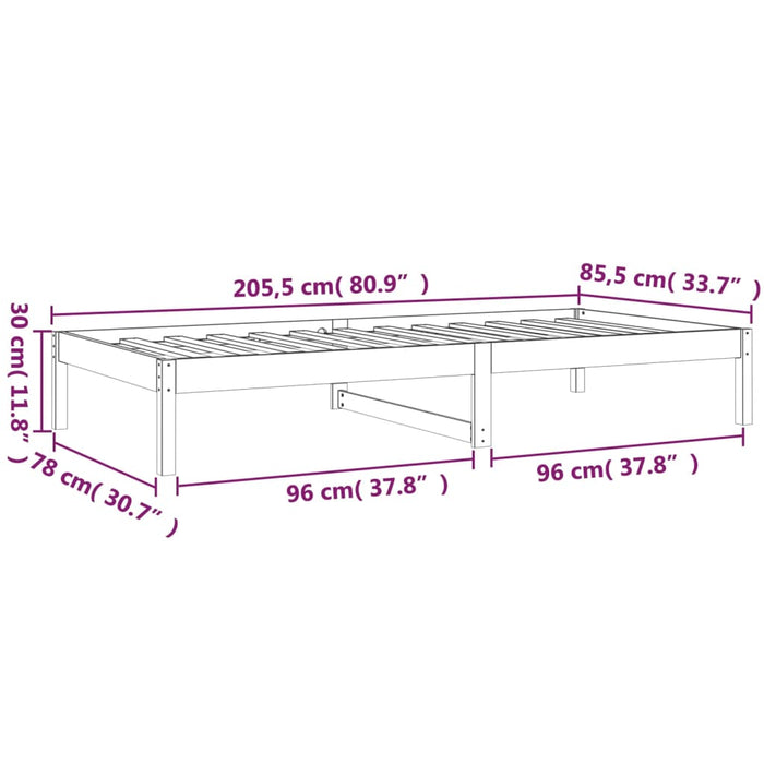 Pat de zi fără saltea, alb, 80x200 cm, lemn masiv pin - WALTI WALTI
