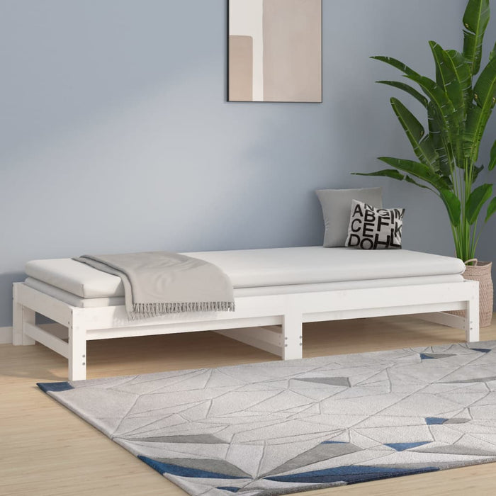 Pat de zi extensibil, alb, 2x(80x200) cm, lemn masiv de pin - WALTI WALTI